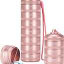 XHT Pink Weekly Metal Pill Organizer 7 Day 2 Times a Day  Aesthetic Waterproof AM PM Travel Pill Box, Heavy Duty Pill Holder and Medicine Pill Organizer for Vitamins, Fish Oil & Supplements