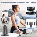 Auto Face Tracking Tripod 360° Rotating Cell Phone Photo and Video Kits Stand, No App, Camera Stand with Remote and Gesture Control, Rechargeable Smart Shooting Stand for Live Recording Tiktok（Black）