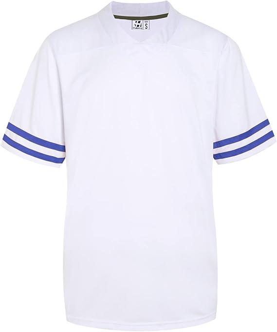 Blank Football Jerseys for Men Adult Hip-Hop Hipster Shirt Practice Sports Uniform Tops, Royal Stripes Small