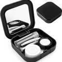 AHIER Portable Contact Lens Case Travel Kit Mirror +bottle + tweezers Container Holder (black)