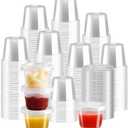 Huifany 500 sets 1 oz Jello Shot Cups, Sturdy Disposable Plastic Portion Cups with Lids, Souffle Cups, Clear Plastic Containers with Lids for Salad Dressing,Condiment and Dipping Sauce