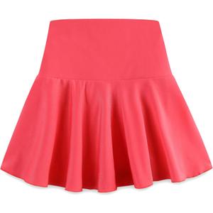 Girls Tennis Skirts Stretch High Waist Youth Athletic Pleated Skirt Shorts Lining Skorts for Girls 17-18 Years Melon Red