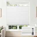 Joydeco No Tools No Drill Blinds for Indoor Windows, Cordless Window Blinds Cellular Shades Top Down Bottom Up Blackout Honeycomb Blinds Thermal Insulated Noise Reduction (White, 39" W x 64" H)