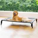 Elevated Dog Bed Raised Outdoor Dog Cot for Large Dogs, Installation Requires No Tools, Frame with Washable Cooling Breathable Mesh Anti-Slip Feet, Indoor Pet Bed, Grey, 43.3 Inches