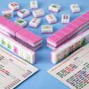 Soulchen Kaleidoscope Mahjong Tile Set 160 Mahjong Tiles 1.2'' Pink American Mahjongs Tile Set with Mahjongs Bag