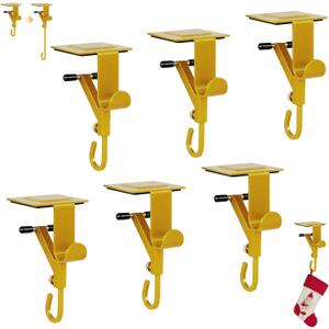 Fireplace Stocking and Garland Hanger, 2 in 1 Adjustable Heavy Duty Mantel Hangers, Garland Holder for Mantle Fits 0.5" to 7" Mantle No Drill, Christmas Garlands Clip for Holiday Decor (6pcs)