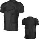Eicolorte Men Padded Proctective Shirt 6-Pads Chest Rib Protector Padded Football Shirt Protective Gear for Football Rugby Basketball L