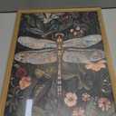 ICHZUMW William Morris Vintage Dragonfly Canvas Wall Art Framed, Green Botanical Wall Decor Pictures for Bedroom Living Room, Colorful Nature Painting Artwork Prints, Rustic Home Decorations, 8x10in (10L" x 8W")