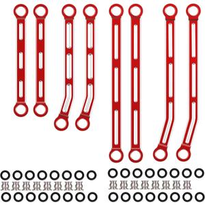 COOWOO High Clearance Chassis Links Linkage Set Upgrade Parts for 1/18 TRX-4M RC Crawler Car Set of 8 Red