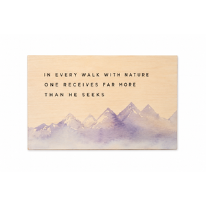 Wooden Nature Wall Decor – Mountain Landscape Inspirational Signб 12" W × 6.5" H