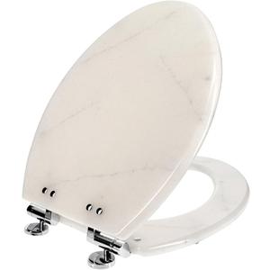 Solutions Deluxe Resin Marble Decorative Elongated Toilet Seat - Modern Home Design, No Slam, Slow Close