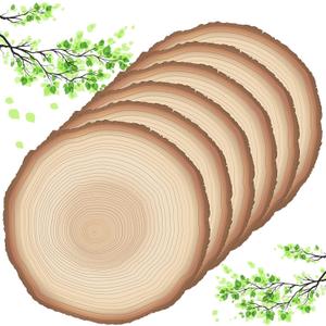Teling 50 Pack Disposable Wood Slice Paper Placemats Bulk 13 Inch Round Rustic Brown Wooden Slice Charger Place Mat for Farmhouse Wedding Baby Shower Birthday Party Supplies Table Setting Decoration