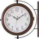 BESTIME 66264A 16-Inch Double Sided Metal Wall Clock with Antique Red Copper.Sturdy Frame,Easy Read,Garden,Home Dcor,Indoor,Outdoor,Farmhouse,Yard,Station,Office,Photography Props., Large