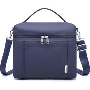 NOL Natural Organic Lifestyle Insulated Lunch Bags for Women Cooler Bag Lightweight Nylon Waterproof Lunch Box For Work (Navy Blue, Medium(Normal))