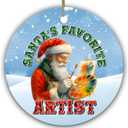 Santas Favorite Artist Ornament Funny for Painters, Designers, Art Teachers Creative Santa Claus Holiday Keepsake 2.9" Ceramic Ornament