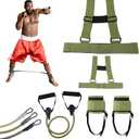 Boxing Resistance Bands for Boxing Training, Boxing Bands with Ankle Cuffs, Boxing Training Equipment for Men Women Home Workout,Gym (Green-Set)