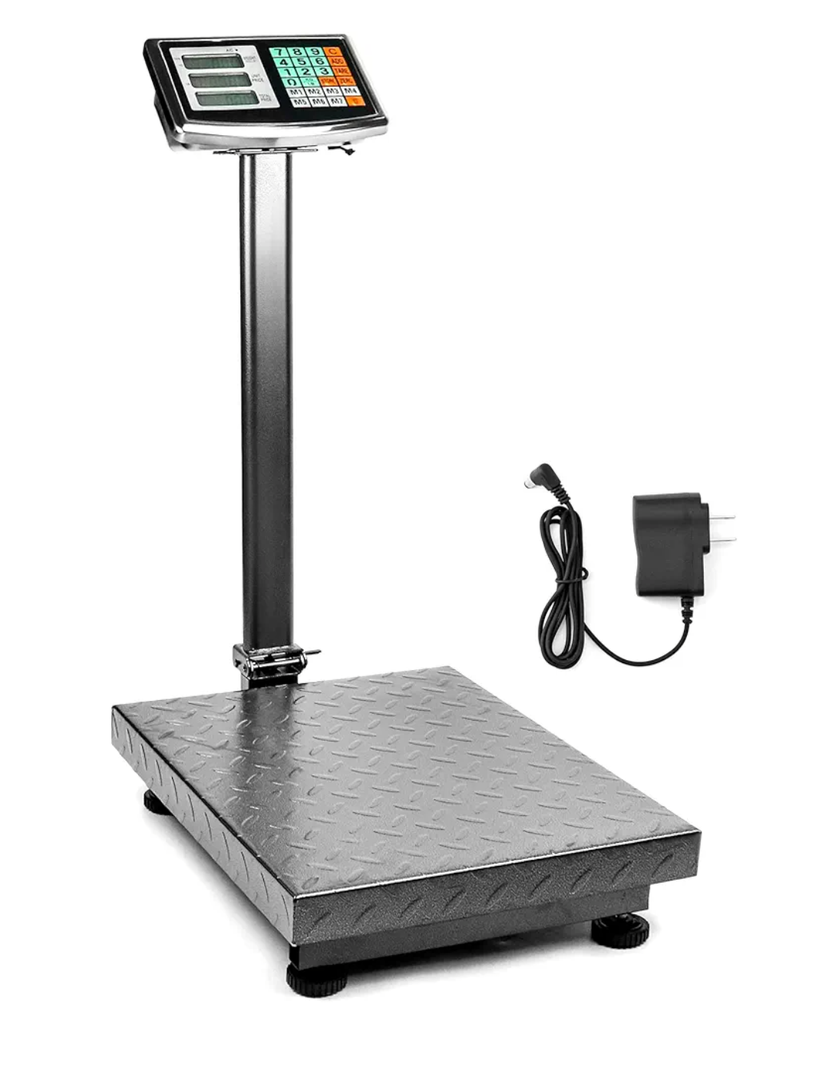 QWORK Foldable 600LB Weight Computing Postal Scale, Floor Platform Digital Scale, Accurate Warehouse Large Shipping Mailing LB/KG Calculator