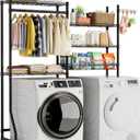 Over Washer and Dryer Shelves,Heavy Duty Laundry Room Storage Organization Clothes Drying Rack,5 Tier Adjustable Height Wire Shelving and Wire Basket with Hanger Rod&Hook,Space Saving Shelf (15.75D x 58.25W x 72H, Black(5-tier))