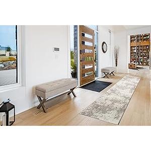 ShadesU Custom Size Abstract Design Non-Slip Hallway Runner Rug Carpet Low-Pile 0,3" Non Slip Backed (Grey Color, 31inch Wide x 9ft Length)