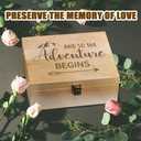 arricraft 1 Pc Wooden Memory Keepsake Box, Adventure Theme Memory Box with Hinged Lids Keepsake Chest for Souvenirs Picture Letter Storage 9.6x7.6x4inch(24.5x19.5x10.3cm)