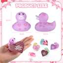 Jerify 12 Pcs 2 Inch Valentines Rubber Ducks Bulk with Gift Cards Mini Heart Rubber Duckies Bath Toys Valentine's Day Gift for Kids Classroom Favors Prizes Exchange (Macarons)