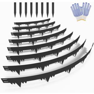 Metal Landscape Edging Border 8 Packs 42'' L x 4.5'' H, Galvanized Steel Garden Edging Border with 8 Stakes, Hammer-in Lawn Edging for Landscaping, Flower Bed, Yard, Pathway, Tree Ring (28ft Total)