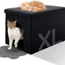 MEEXPAWS Cat Litter Box Enclosure Furniture Hidden, Cat Washroom Bench Storage Cabinet |Large 25.6'' x 17.7'' x 17.7''| Dog Proof | Waterproof Inside/Easy Clean | Easy Assembly | Odor Control(Black)