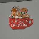 Merry Christmas Gingerbread Man Coffee Front Door Sign, Xmas Tree Peppermint Candy Wood Hanger Outdoor Outside Porch Home Decor, Winter Holiday Wooden Wreath Indoor Wall Hanging Decoration