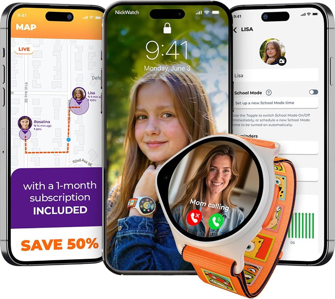 Kids Smart Watch with GPS Tracker Up to 24H Battery Work, SOS, & Parental Controls Smartwatch, Kid Phone Call and Text, Boys & Girls, 4G Smart Watch for Kids Requires Data Plan - First Month Free