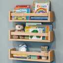 NATURE SUPPLIES Nursery Book Shelves, Set of 3 Floating Bookshelves for Wall for Nursery Decor & Playroom Decor, Bookshelf Kids, Baby Book Shelf Organizer (Natural Wood) (3 Pack-16.4 Inches)