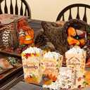 ZHUIGUANGZE 12 Pack Thanksgiving Treat Popcorn Boxes Small Foldable Fall Goodie Bags Turkey Pumpkin Leaf Design Candy Package Wrapping for Thanksgiving Autumn Harvest Festival Party Favors