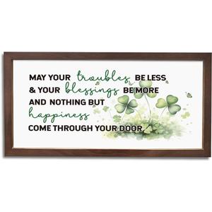 Lucky Shamrocks Decor, Irish Blessing Decor Signs, Farmhouse Shamrock Artwork for Wall Decoration, Home Office Decors, St. Patrick's Day Gift for Housewarming, 15×7.5×0.3 inches