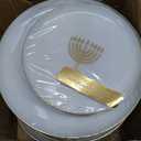 8.6" and 6.3" Disposable Chanukah Hanukkah Glitter Plastic Dinner Plates White/Gold 80pc/40pcs Each Size
