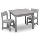 Delta Children MySize Kids Wood Table and Chair Set (2 Chairs Included) - Ideal for Arts & Crafts, Snack Time & More - Greenguard Gold Certified, Grey, 3 Piece Set