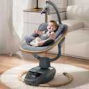 Trimigo Baby Swing for Infant to Toddler, 180 Adjustable 3D Electric Baby Swing, Remote,5-Modes,4-Speed,3-Seat Height, 8 Melody, Newborn Swing,Infant Swing for Babies 0-12 Month (Girl and Boy) (Wood grain)