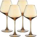 PTSTING Amber Wine Glasses Set of 4 - 15.5oz Burgundy Glasses for Red Wine, Tasting, Wedding Gift, Anniversary, Christmas, Birthday - Large
