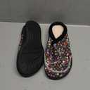 LeIsfIt Womens Wide Slippers Adjustable Diabetic Slippers Warm Cozy Slip on House Slipper Non-slip Memory Foam Winter House Shoes Indoor Outdoor (Black Flower) 9