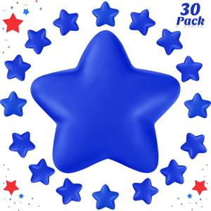 Blulu 30 Pieces Star Stress Ball Bulk Mini Foam Stress Relief Squeeze Ball Toys for School Carnival Reward, Student Prizes, Party Bag Fillers, Hand Exercise