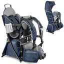 besrey Baby Backpack Carrier, Toddler Hiking Backpack with Safety 3-Height Seat, Adjustable Straps&Waist Belt, Foldable Frame Lightweight Large Capacity Child Carrier for Hiking (Blue/Grey)