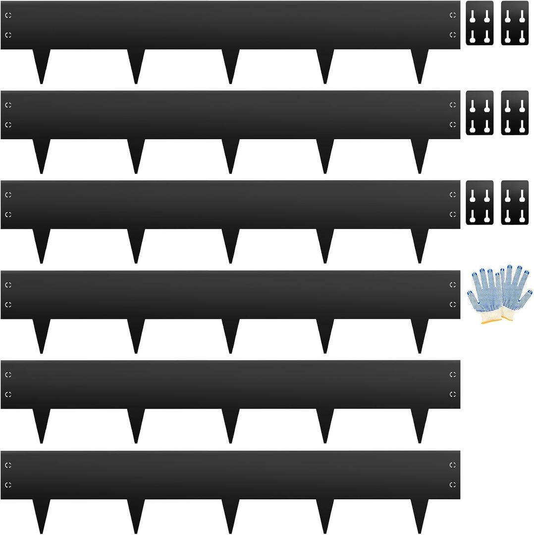 Steel Landscape Edging 6-Pack, 10" H X 40" L Bendable Metal Edging for Landscaping, No-Dig Metal Landscaping Edging for Yard, Lawn Edge, Pathway & Flower Beds (20Ft Total)