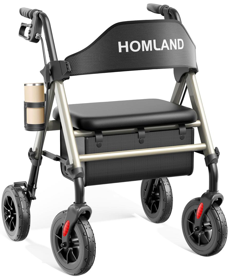 HOMLAND Foldable Rollator Walkers for Seniors with Seat, 17 lb Lightweight