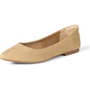 Amazon Essentials Women's Pointed-Toe Ballet Flat, Beige Microsuede, 9