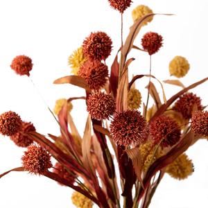 Handmade Artificial Flowers, Thistle Globe Echinops Bouquet, Fake Plant Greenery Bush, for DIY Decorations, 2 of Pack (Brown)