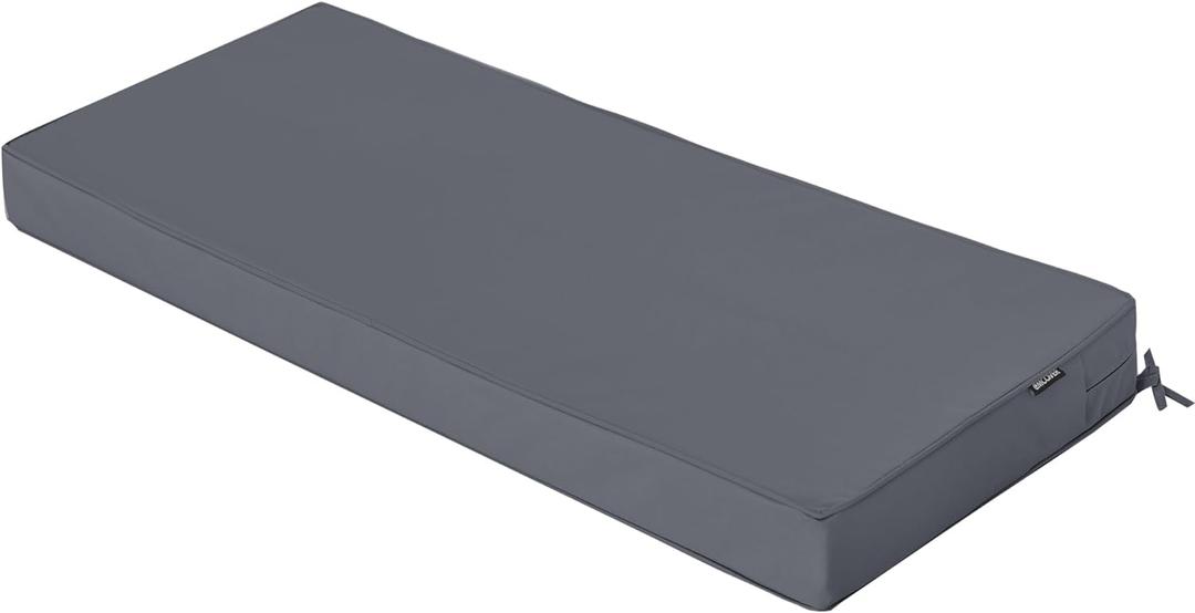 Outdoor Bench Cushions 48 x 18 Inch Thick Waterproof Porch Swing Cushions with Tie Patio Furniture Chair Cushion Bench Pad 5 Year Color Fastness Backyard Seat Pads Dark Grey