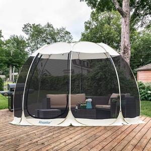 Alvantor Screen House Room Camping Tent Outdoor Canopy Pop Up Sun Shade Shelter 10 Mesh Walls Not Waterproof Beige 15'x15'