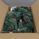 24 Inch Lighted Christmas Wreaths for Front Door, Artificial Christmas Wreath with Timer 8 Modes 50 Warm White&Multicolored Dual Color Lights 12 Pinecones 12 Berry Clusters Xmas Wreath Indoor Outdoor
