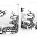Black Lantern Octopus Tentacle Whiskey Glasses - Set of Two 11oz. Old Fashioned Glasses with Gift Box