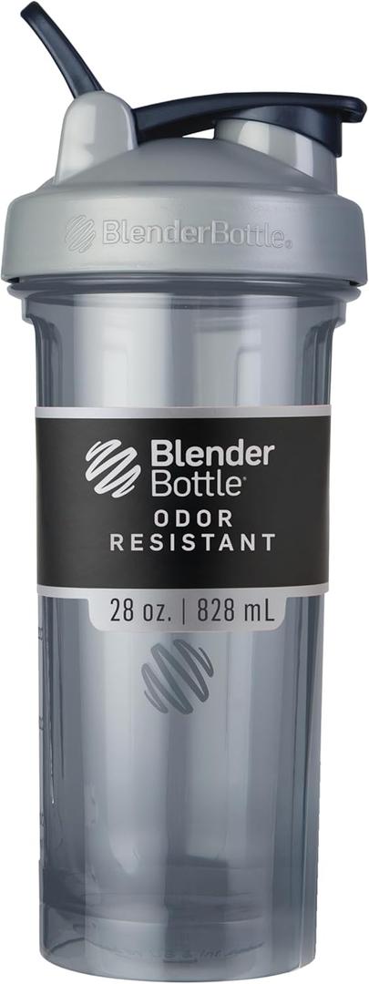 BlenderBottle Shaker Bottle Pro Series Perfect for Protein Shakes and Pre Workout, 28-Ounce, Full-Color Grey