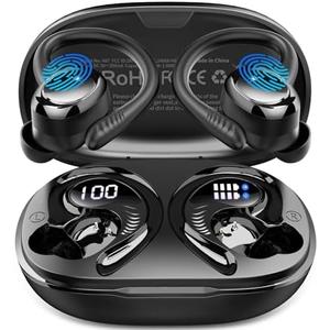 Wireless Earbuds Sport, 2025 Bluetooth 5.4 Headphones with Earhooks, 50H Stereo Deep Bass Over Ear Buds with 4 ENC Noise Canceling Mics, IP7 Waterproof Earphones for Running Workout Gym (Android/iOS)