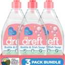 DREFT Bottle and Dish Soap | Made to Clean Baby Bottles, Sippy Cups, Pacifiers, Breast Pumps, & More | Gently Removes Milk Film & Odors | Plant Based, Fragrance Free Dish Soap | 18 Fl Oz (Pack of 3)